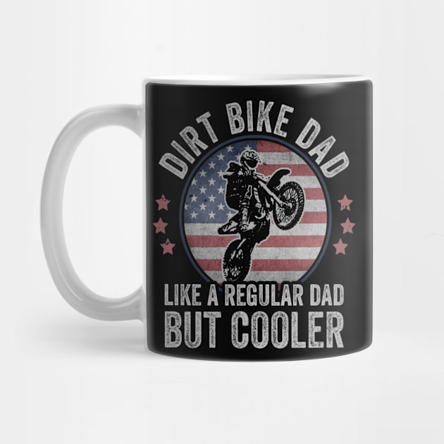 Dirt Biking USA Dirt Bike Dad Motocross American Flag by Visual Vibes